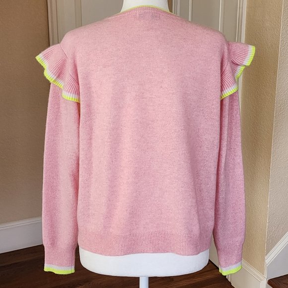 Scott & Scott London Womens Sweater Pink Trim Soft Ruffle 100% Cashmere Size M - Picture 4 of 12